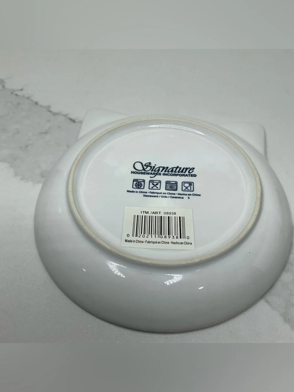 Signature Ceramic Bowl Cat Face Shaped Trinket Dish white New